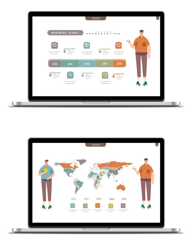 信息图形数据展示演讲PPT模板 - 顶尖PPT