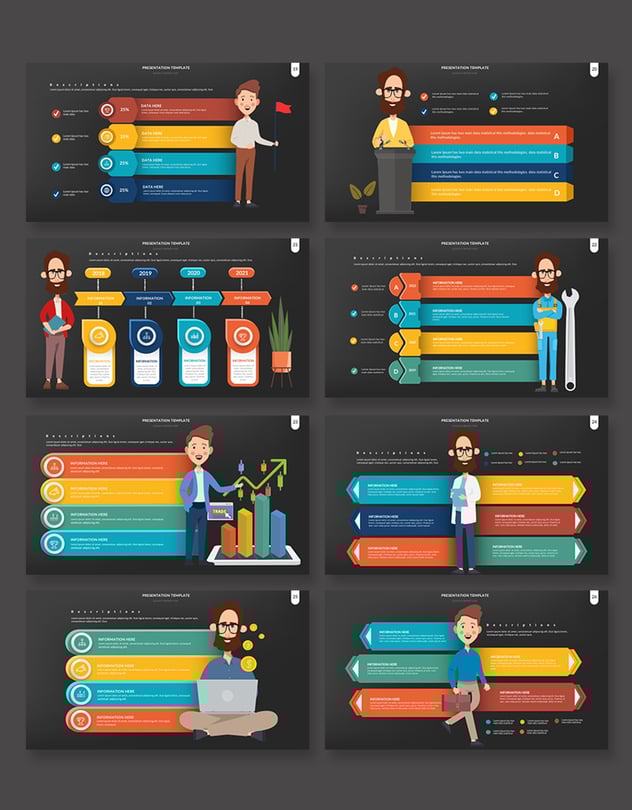 商务场景人物插画数据可视化展示keynote动画模板 - 顶尖PPT