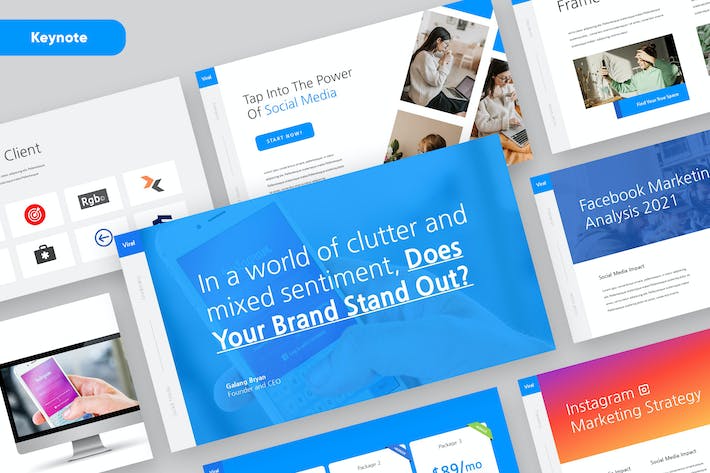 社交媒体营销推广策略讲述Keynote模板 - 顶尖PPT