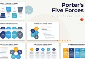 波特五力模型战略分析信息图形PPT模板 - 顶尖PPT