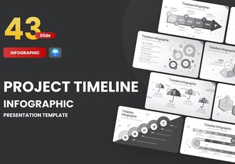 黑白涂鸦风格时间轴时间表keynote图形模板 - 顶尖PPT