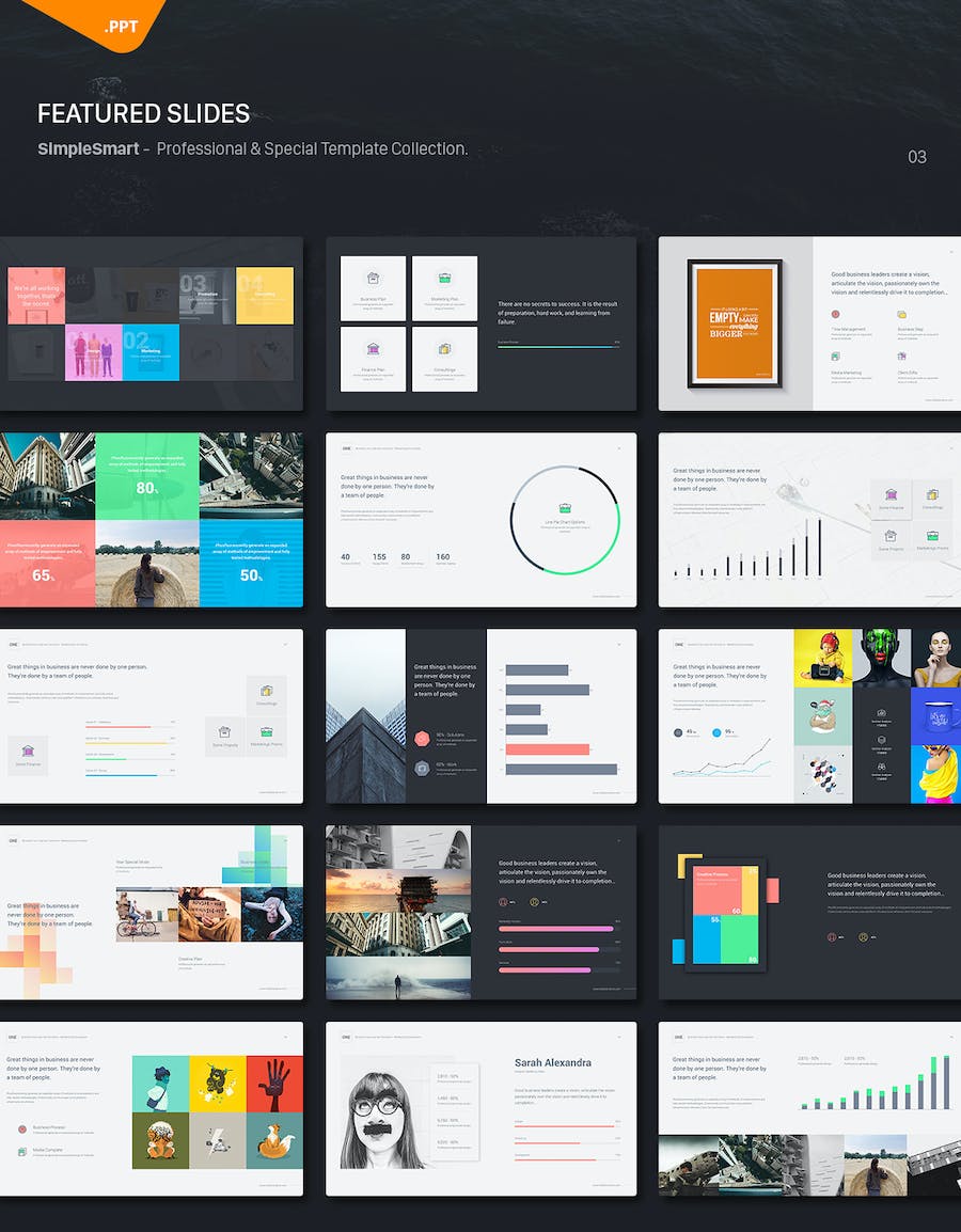 简约设计风格创意作品展示商务通用PPT模板 - 顶尖PPT
