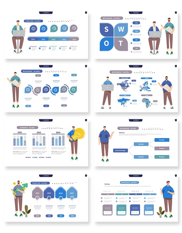 信息图形数据展示演讲PPT模板 - 顶尖PPT