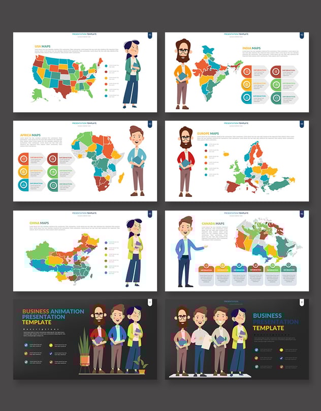 商务场景人物插画数据可视化展示keynote动画模板 - 顶尖PPT