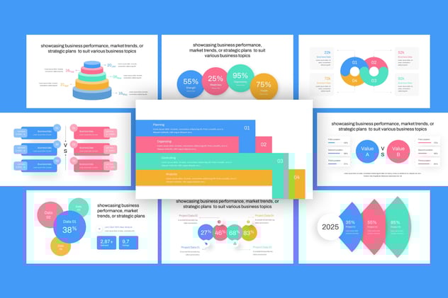可视化彩色商业数据展示图形图表PPT模板 - 顶尖PPT