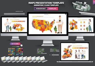 橙色系世界各个国家地图PPT模板 - 顶尖PPT