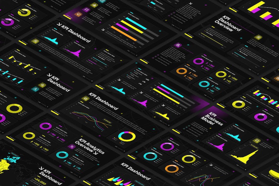 创意KPI仪表板数据展示PPT模板 - 顶尖PPT