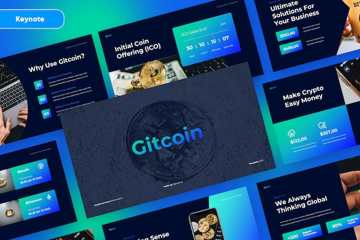 吉特币加密货币区块链投资Keynote模板 - 顶尖PPT