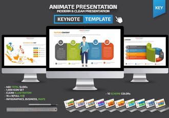 彩色动画世界各国地图商务图形Keynote演模板 - 顶尖PPT