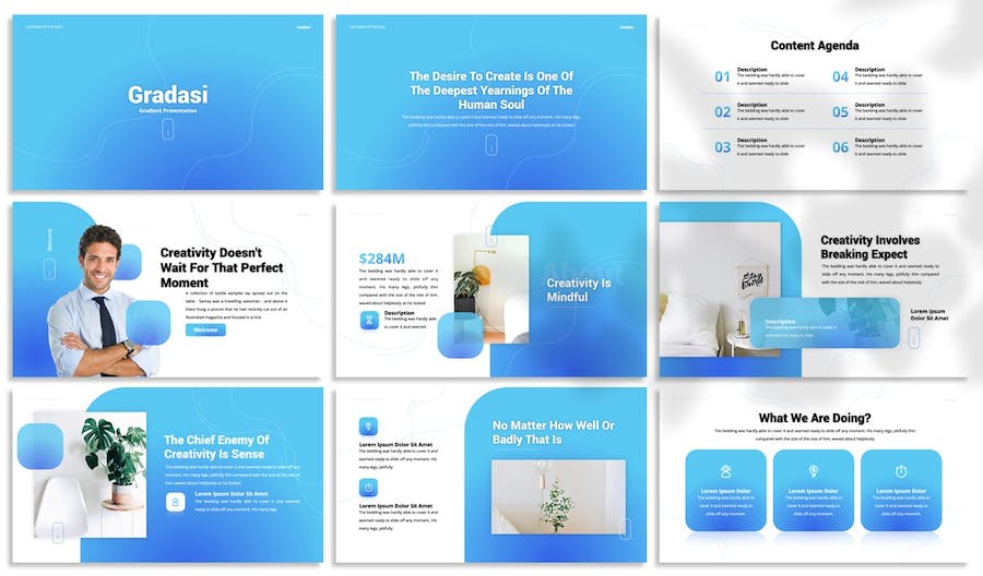 蓝色渐变坡度注释记录Keynote模板 - 顶尖PPT
