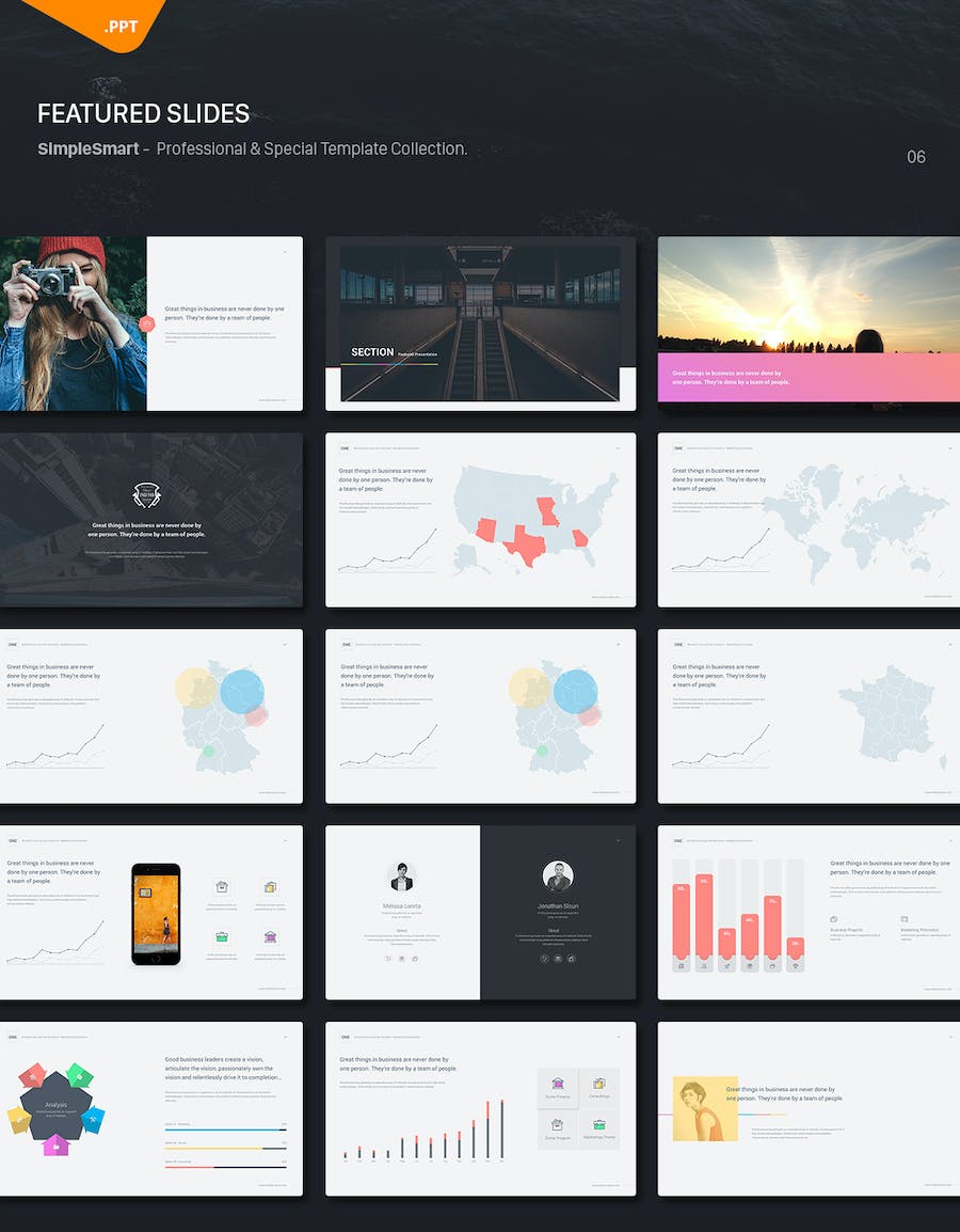简约设计风格创意作品展示商务通用PPT模板 - 顶尖PPT