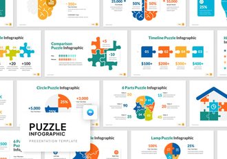 积木拼合信息图形keynote模板 - 顶尖PPT