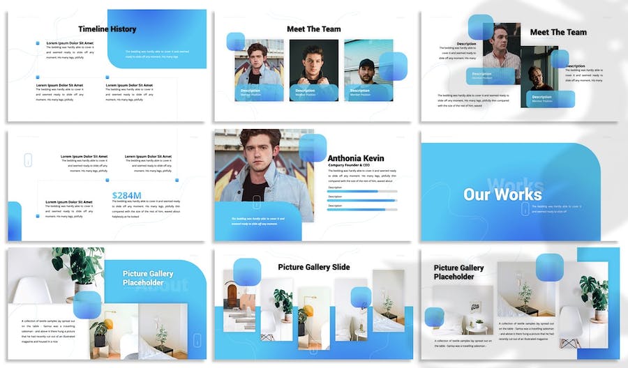 蓝色渐变坡度注释记录Keynote模板 - 顶尖PPT