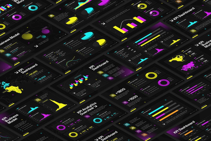 创意KPI仪表板数据展示PPT模板 - 顶尖PPT