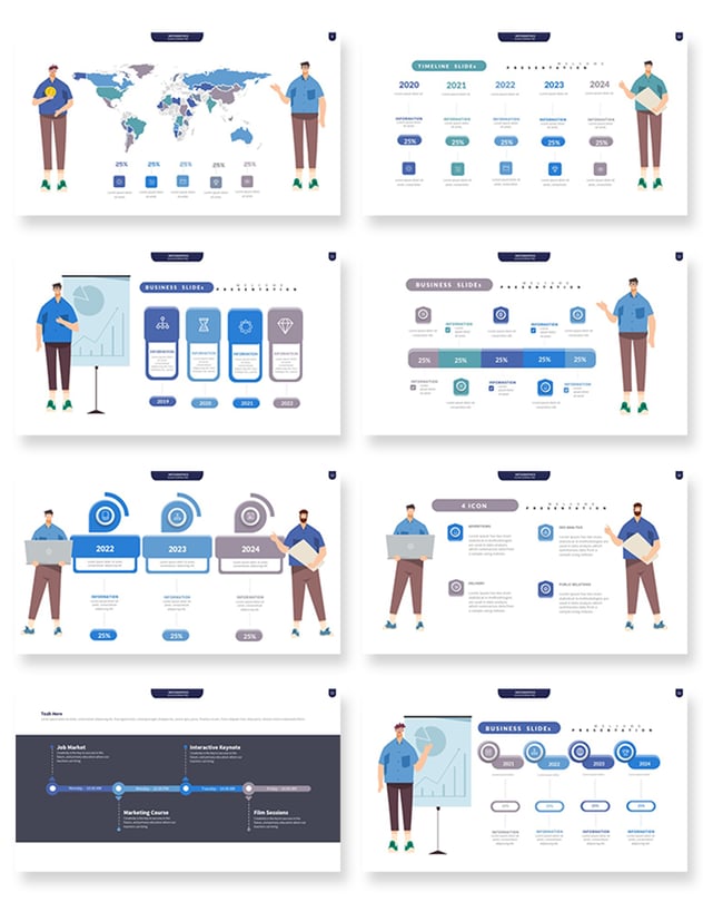 信息图形数据展示演讲PPT模板 - 顶尖PPT