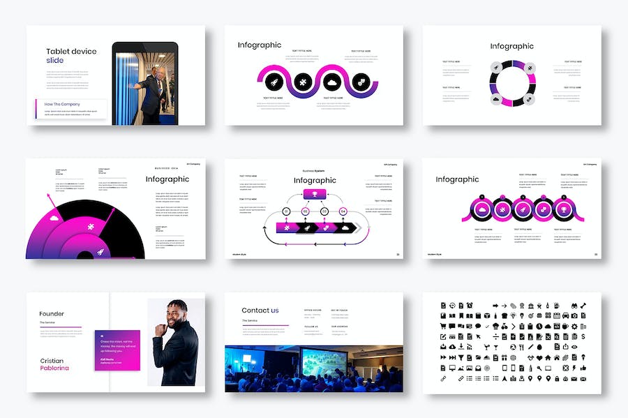 紫色渐变色商业计划企业合作团队介绍业务展示通用PPT模板 - 顶尖PPT