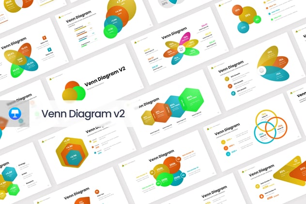 彩色六边形维恩图keynote模板 - 顶尖PPT