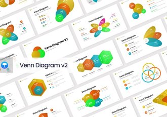 彩色六边形维恩图keynote模板 - 顶尖PPT