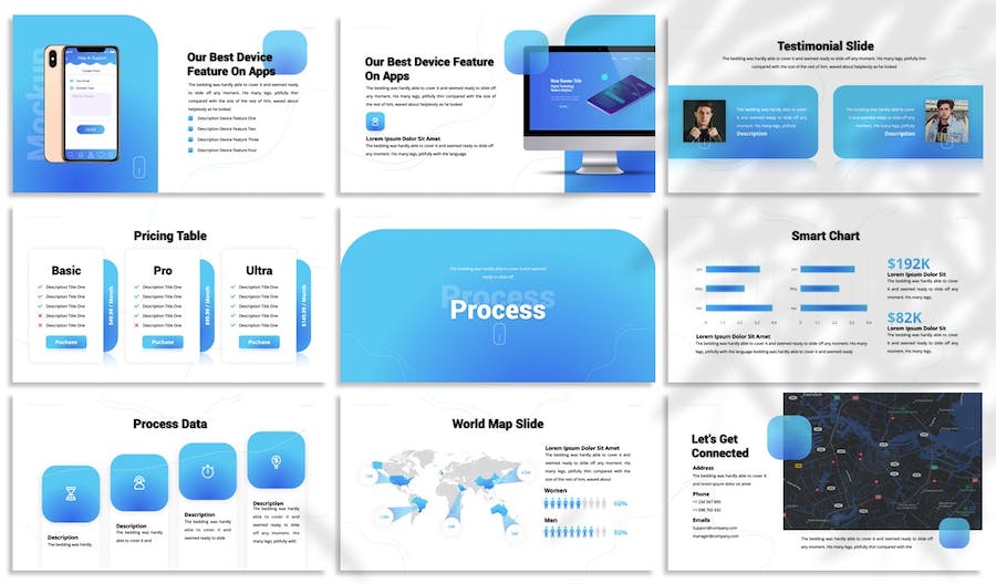 蓝色渐变坡度注释记录Keynote模板 - 顶尖PPT