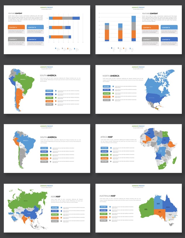 彩色动画世界各国地图商务图形Keynote演模板 - 顶尖PPT
