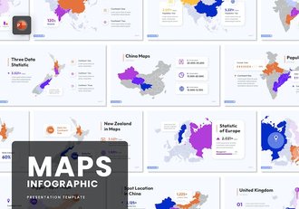 渐变色世界国家地图PPT模板 - 顶尖PPT