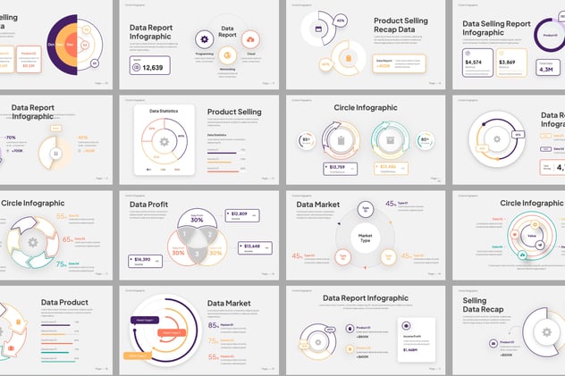 圆圈信息图创意设计展示Keynote模板 - 顶尖PPT