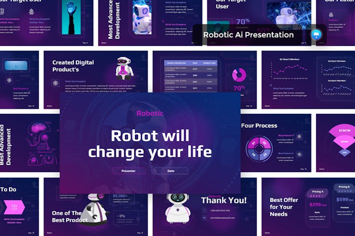 人工智能技术应用展示发展趋势Keynote模板 - 顶尖PPT