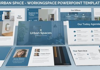 蓝色城市共享办公空间PPT模板 - 顶尖PPT