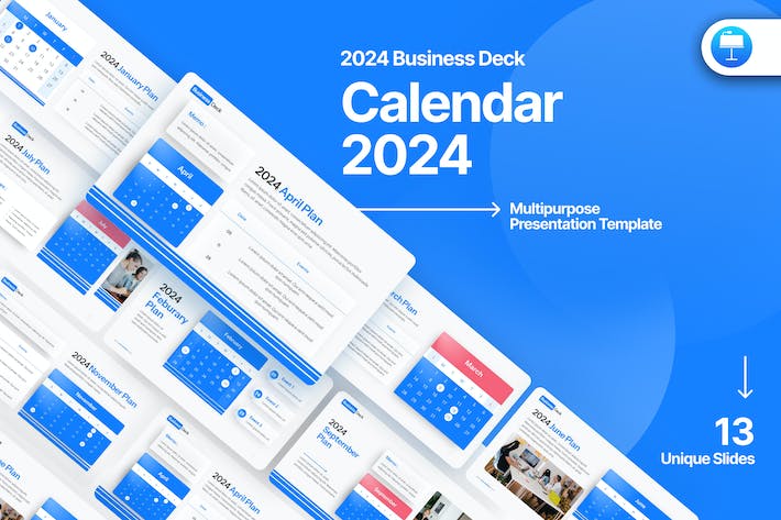 2024电子日历工作日期安排规划keynote模板 - 顶尖PPT