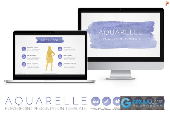 41页手绘水彩效果艺术PPT模板 - 顶尖PPT
