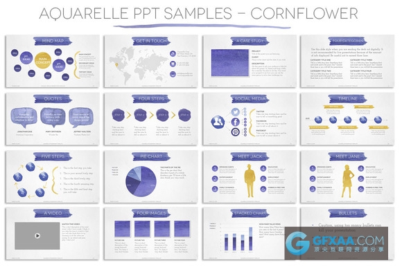 41页手绘水彩效果艺术PPT模板 - 顶尖PPT