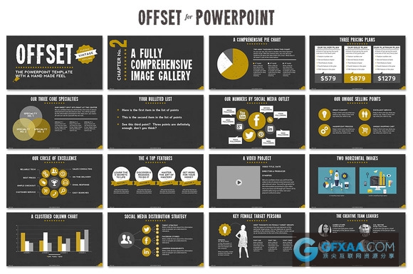 53页6种配色方案文艺复古风格PPT模板 - 顶尖PPT