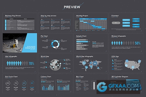 宇航员太空月球星空科技KeyNote模板 - 顶尖PPT