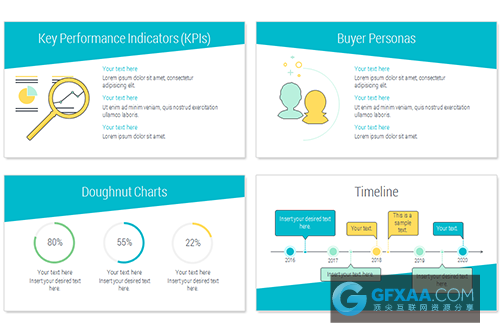 蓝色卡通图形图标多用途PPT模板 - 顶尖PPT