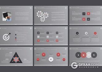 124页大型商务多色图形图表PPT模板 - 顶尖PPT