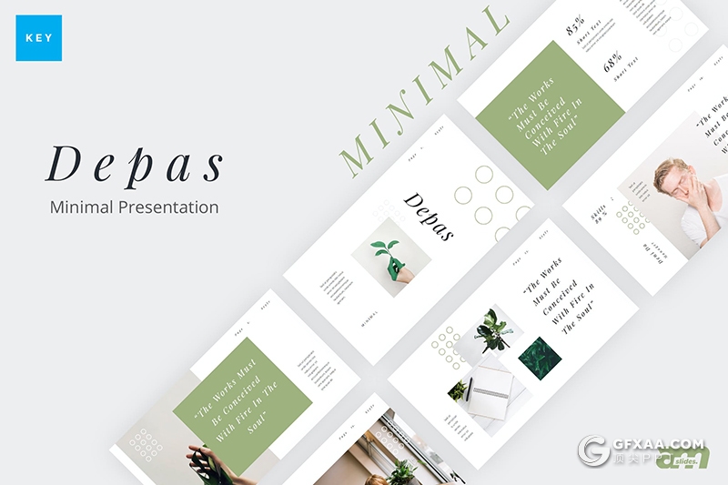 30页绿色国外极简文艺小清新风格keynote模板 - 顶尖PPT