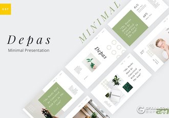 30页绿色国外极简文艺小清新风格Google slides模板 - 顶尖PPT