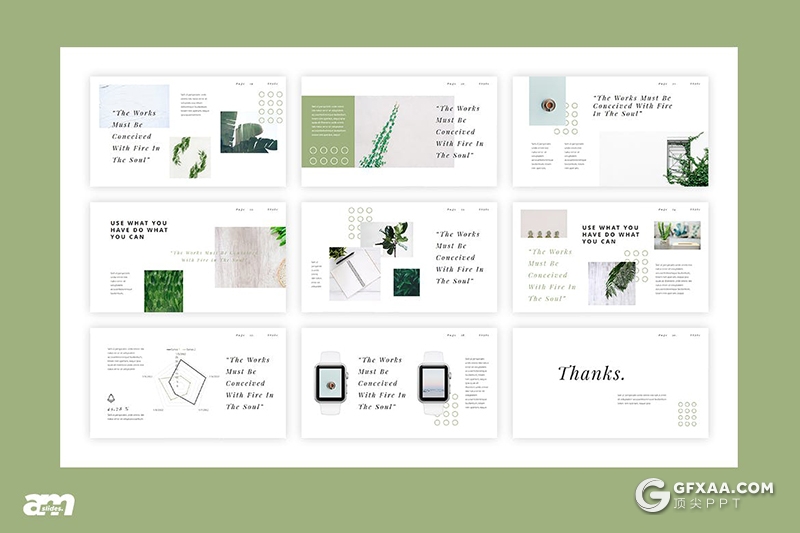 30页绿色国外极简文艺小清新风格PPT模板 - 顶尖PPT