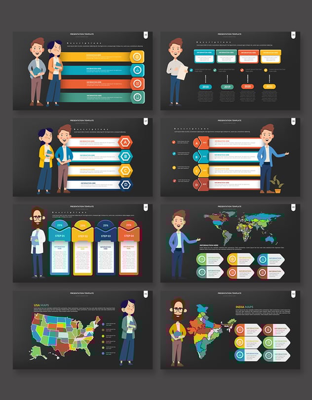 商务场景人物插画数据可视化展示keynote动画模板 - 顶尖PPT