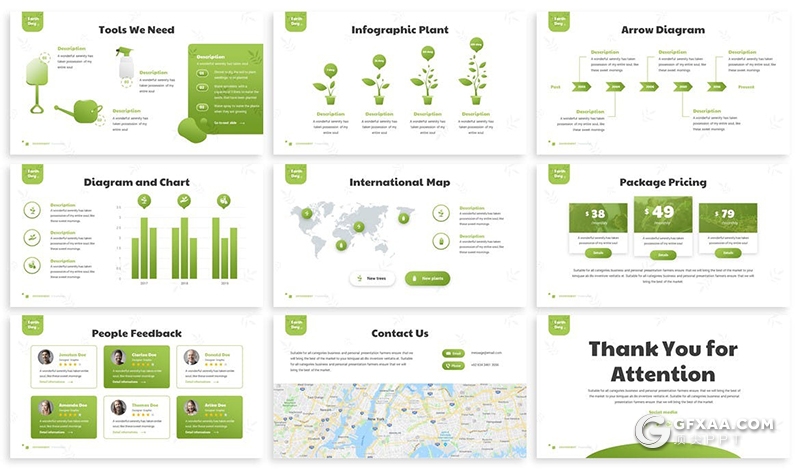 30页创意图形设计地球日环境保护节能绿化keynote模板6种主题配色 - 顶尖PPT