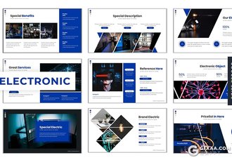 30页国外扁平化企业宣传VR虚拟技术介绍商务通用Google slides模板5种主题配色 - 顶尖PPT