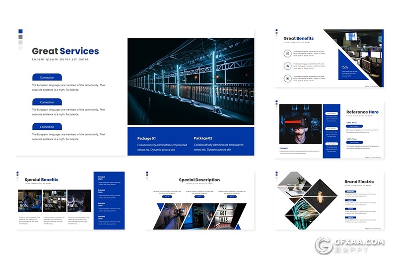 30页国外扁平化企业宣传VR虚拟技术介绍商务通用PPT模板5种主题配色 - 顶尖PPT
