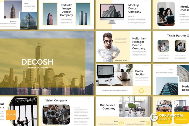 30页简约商务风格企业宣传介绍工作计划总结通用Google slides模板5种主题配色 - 顶尖PPT