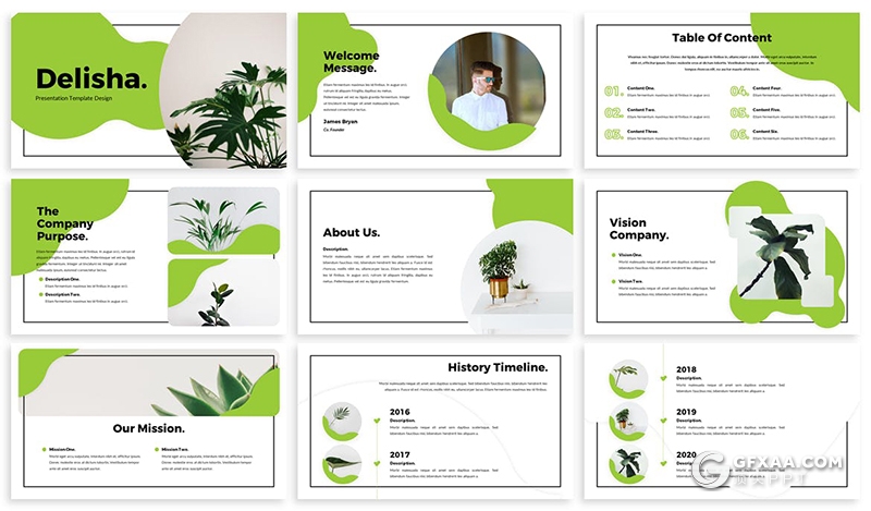 30页创意图形黑色线框简约风格国外多用途PPT模板5种主图配色 - 顶尖PPT