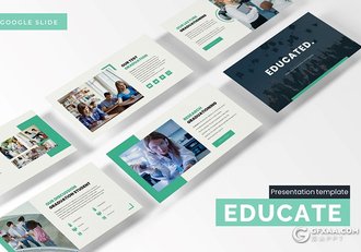 30页蓝绿配色大学学校宣传介绍Google slides模板5种主题配色 - 顶尖PPT