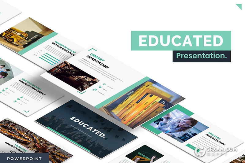 30页蓝绿配色大学学校宣传介绍PPT模板5种主题配色 - 顶尖PPT