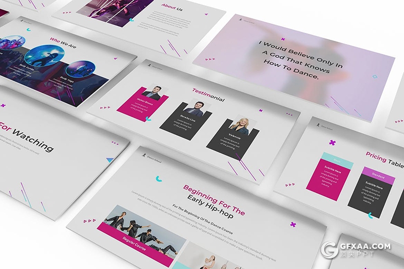 30页时尚流行风格舞蹈学院宣传介绍舞蹈宣传PPT模板 - 顶尖PPT