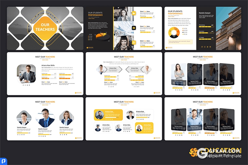 127页教育培训大学师资力量宣传介绍国外高端PPT模板 - 顶尖PPT