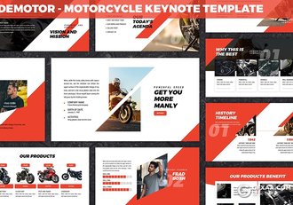 30页三角图形版式设计摩托车产品介绍宣传推广keynote模板 - 顶尖PPT