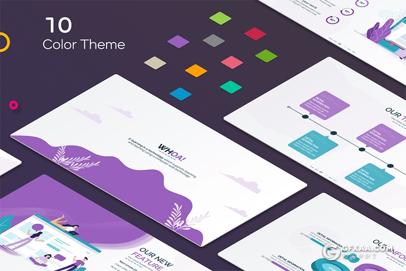 30页卡通商务人物插画工作汇报总结PPT模板10种主题配色 - 顶尖PPT